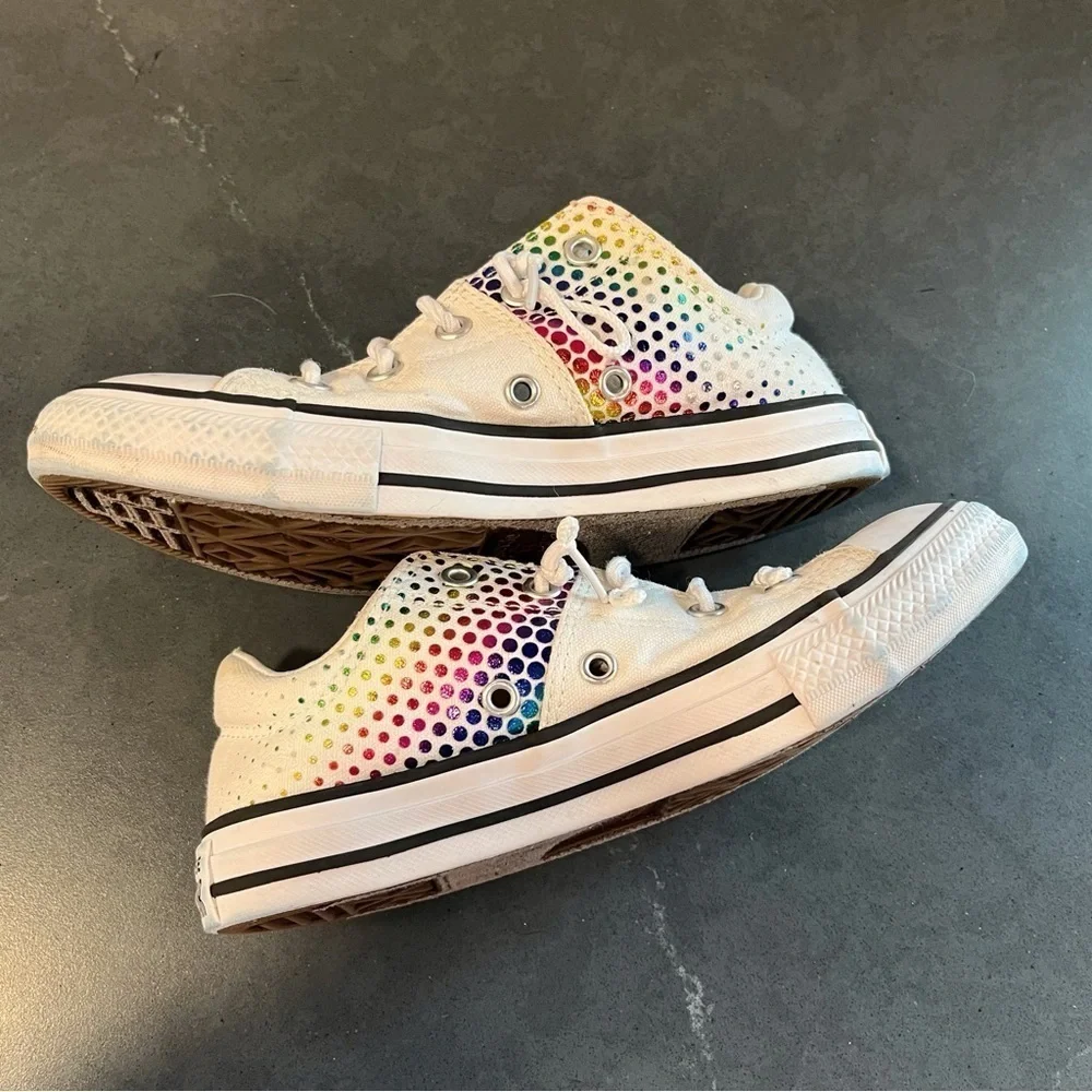 Converse All Star Y1 white rainbow glitter sneakers
